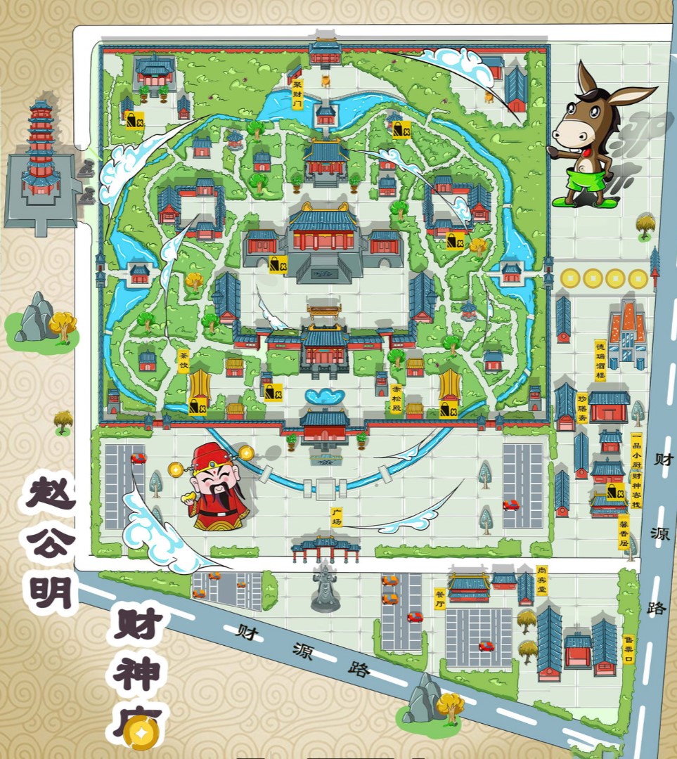 泌阳寺庙类手绘地图
